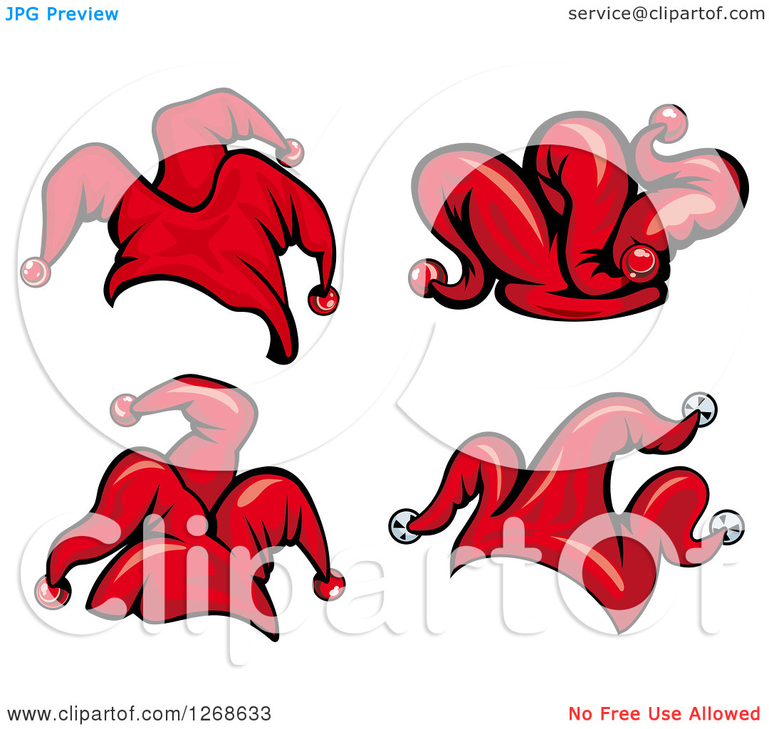 Clipart Of Red Jester Hats   Royalty Free Vector Illustration By