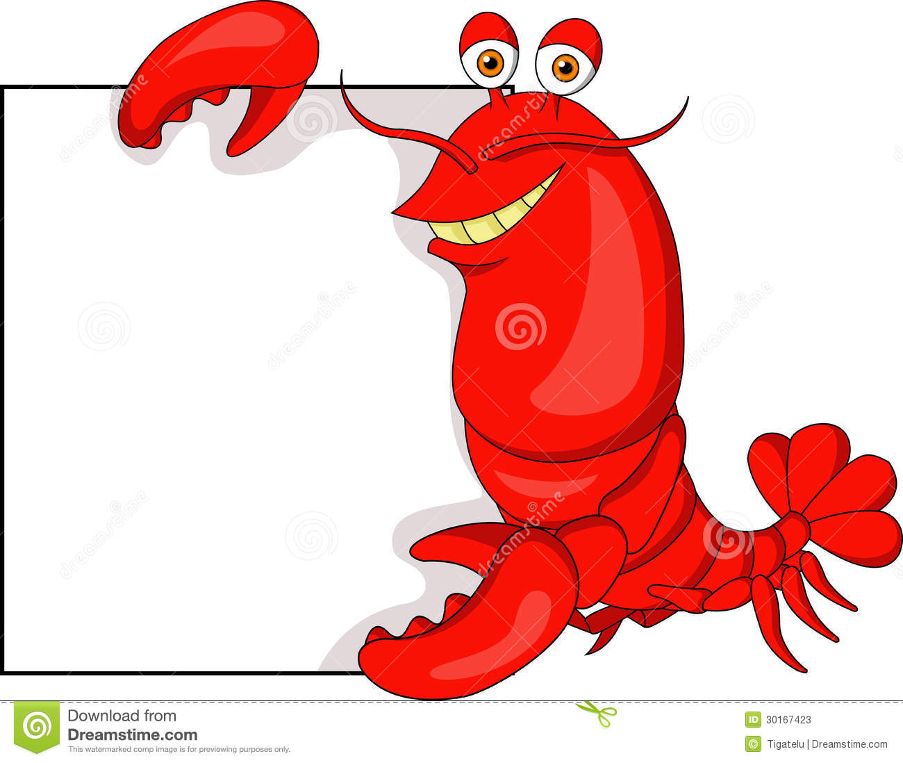 Cute Lobster Cartoon With Blank Sign Stock Photos   Image  30167423