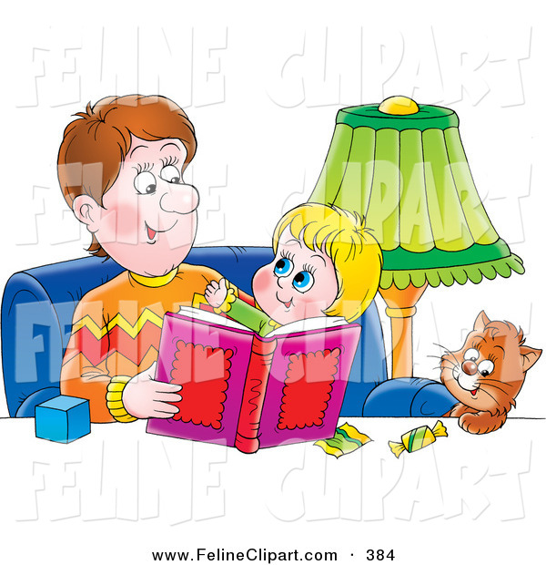 Feline Clip Art Of A Colorful Picture Of A Father Sitting With A Cat