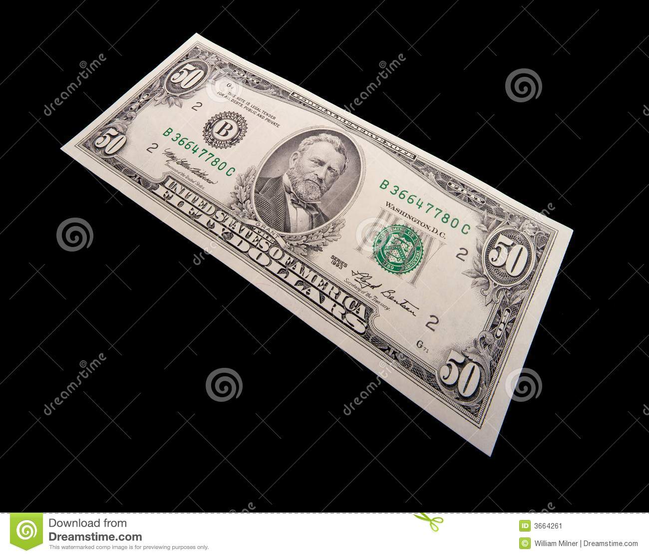 Fifty Dollar Bill Stock Image   Image  3664261