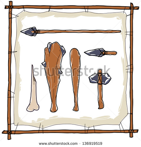 Hunting Weapons Shutterstock  Eps Vector   Stone Age Caveman Hunting    