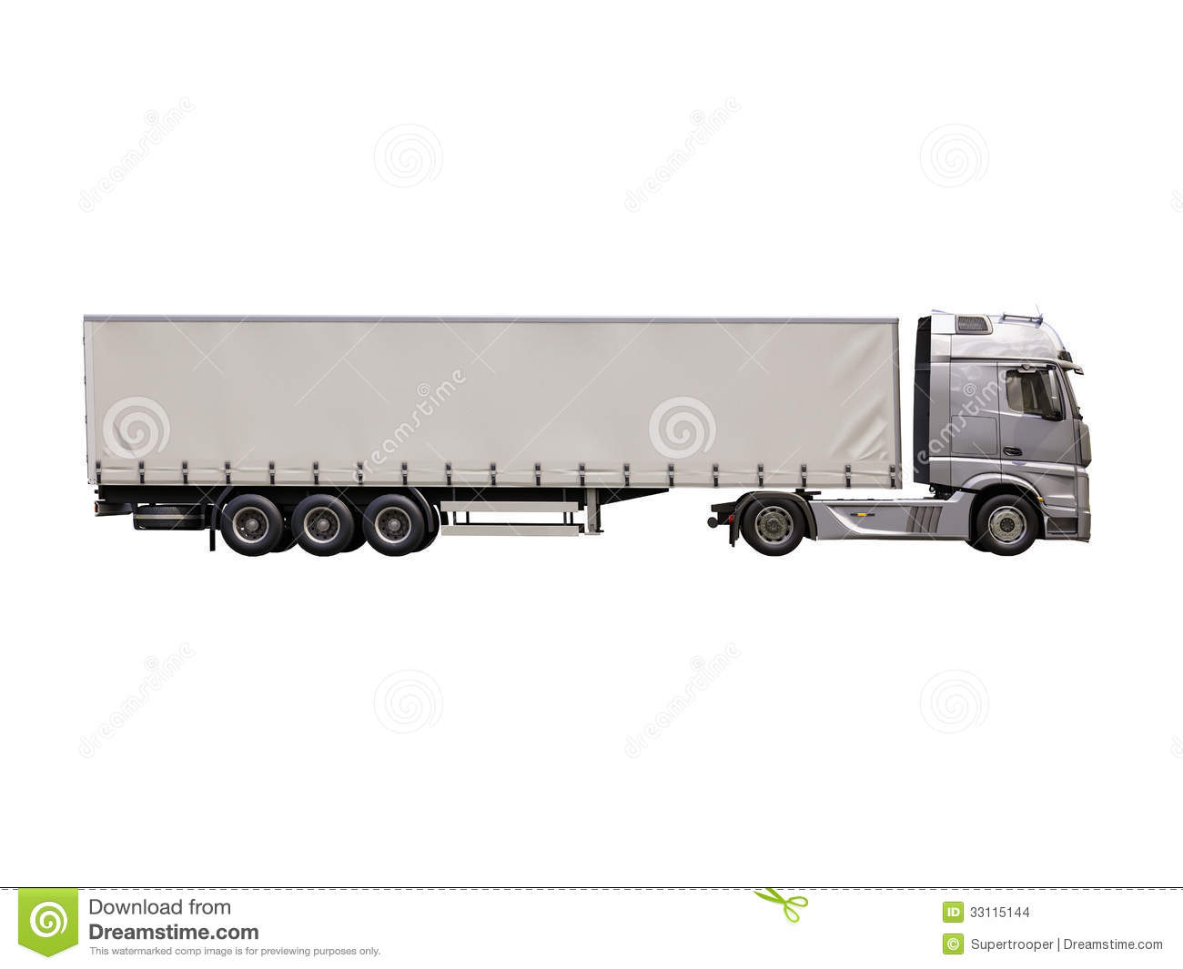 Modern Semi Trailer Truck Isolated On White Background 