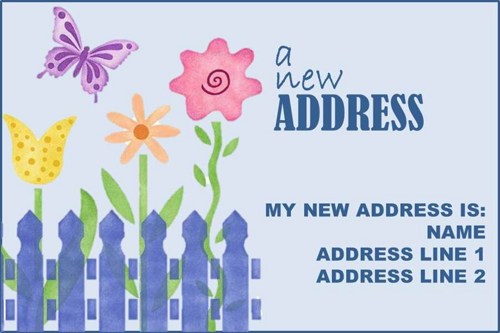 New Address New Home Announcement Postcard Or Card Picket Fence Flower