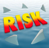 Risk Word Shark Fins Water Danger Deadly Warning Caution Stock    