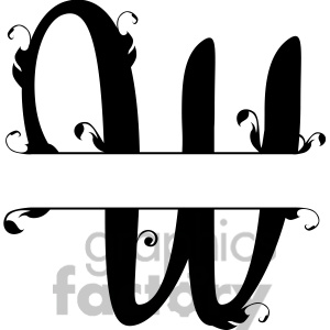 Royalty Free Split Regal W Monogram Vector Design Clipart Image