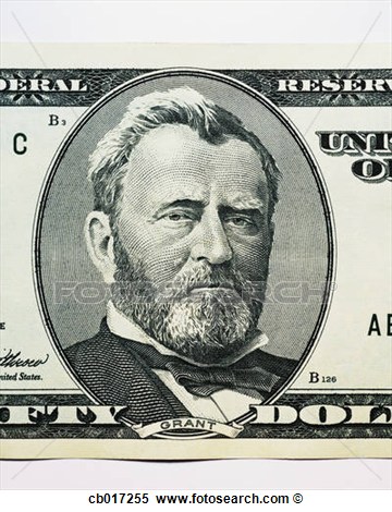 Stock Image Of Portrait Of Ulysses S  Grant On The Fifty Dollar Bill