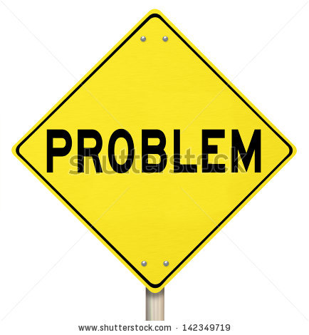 The Word Problem On A Yellow Yield Road Sign To Illustrate Caution