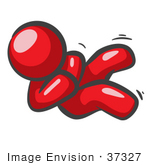37327 Clip Art Graphic Of A Red Guy Character Giggling