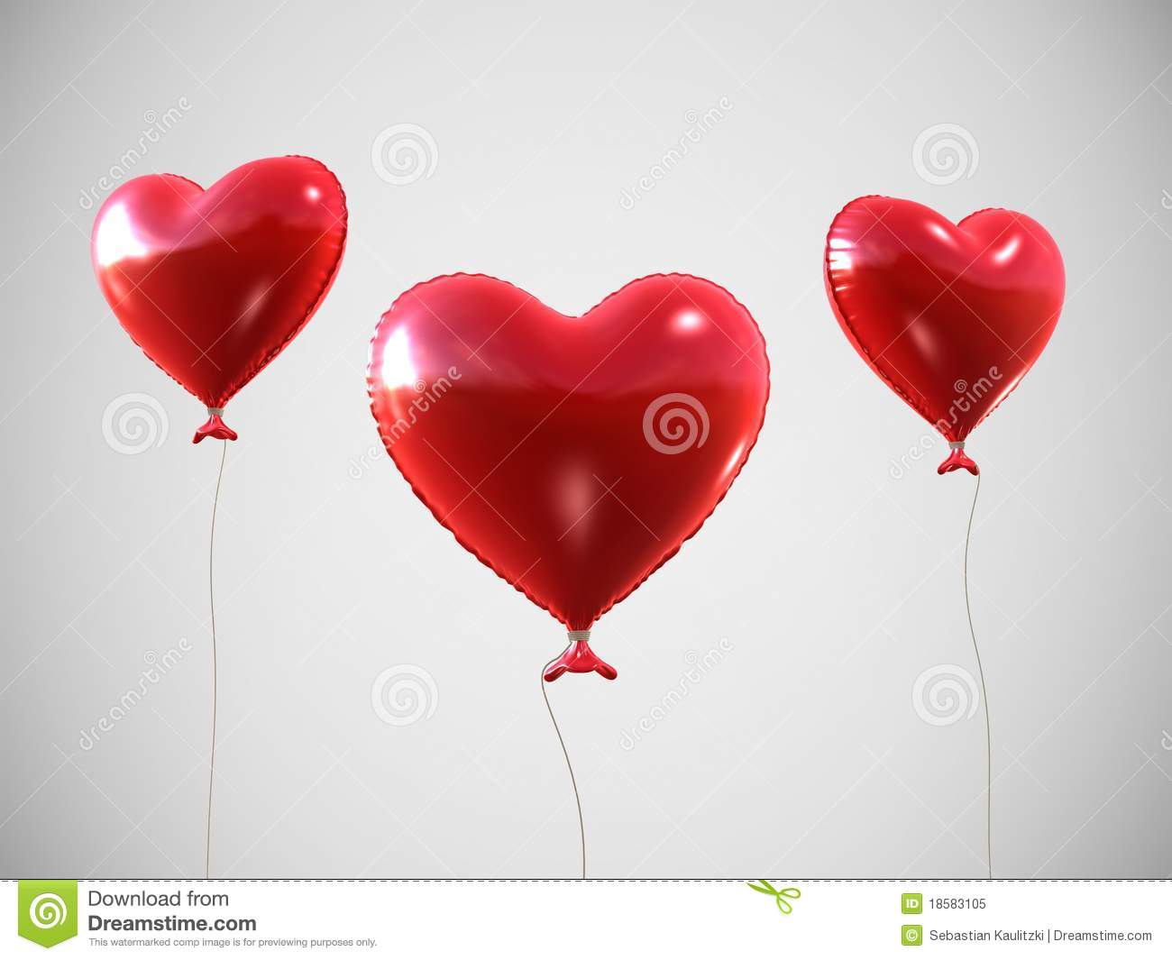 3d Rendered Illustration Of Some Isolated Red Heart Shaped Balloons