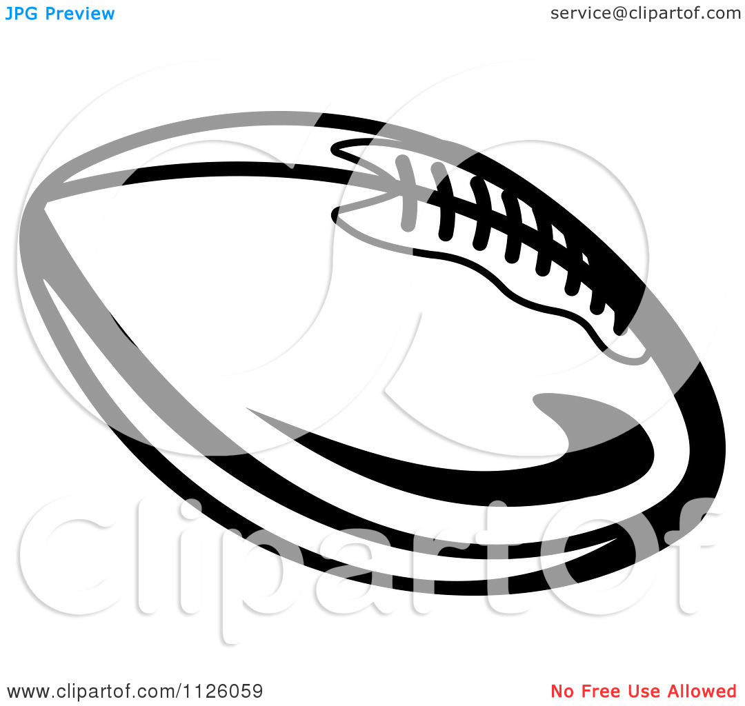 Clipart Of A Black And White American Football 6   Royalty Free Vector    
