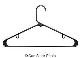 Clothes Hanger   Black Plastic Clothes Hanger Isolated On