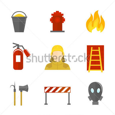 Firefighting Icons Flat Set Of Firefighter Emergency Ladder Water