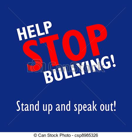 Illustration Of Help Stop Bullying Sign On Red And White On A Blue