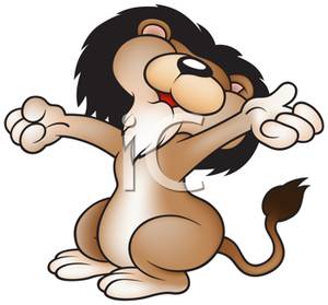 Of A Cute Lion Stretching Out His Arms   Royalty Free Clipart Picture