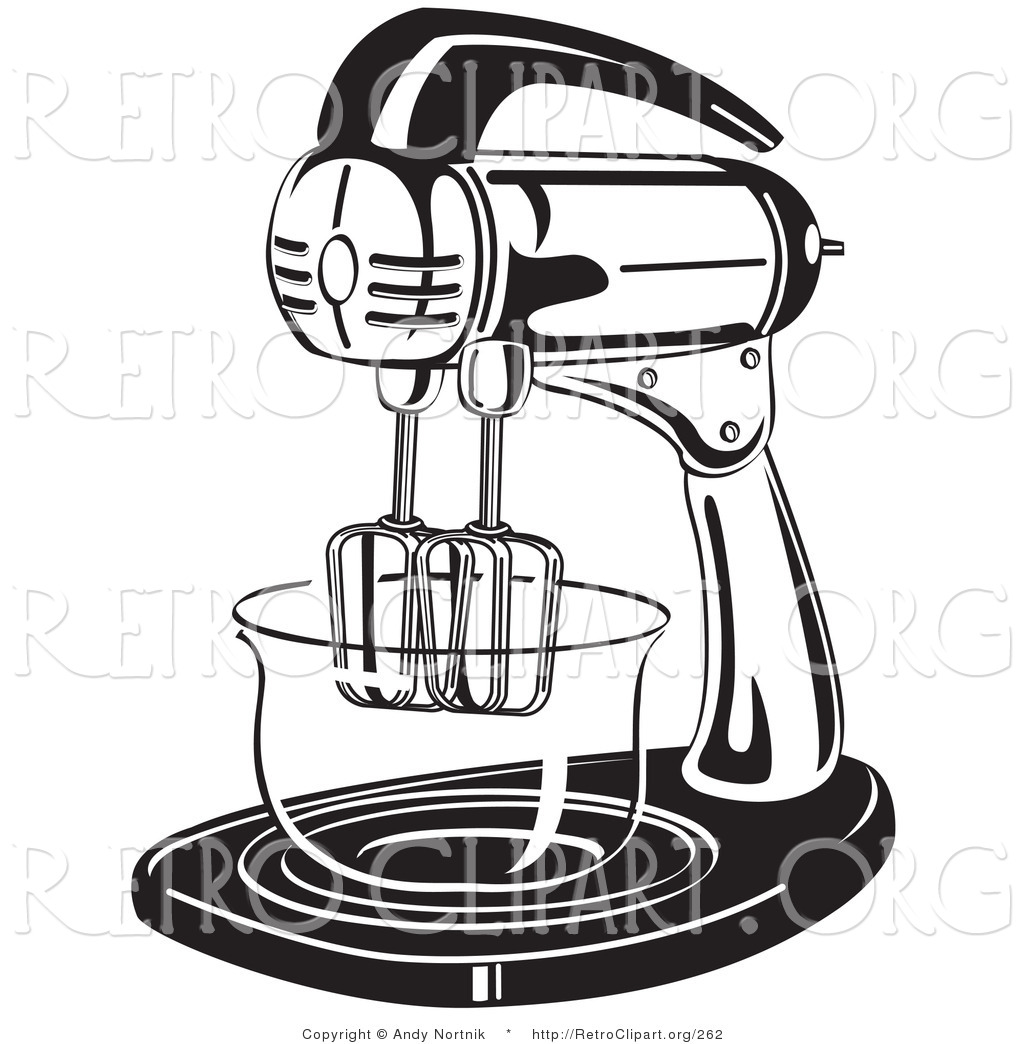 Retro Clipart Of An Electric Stand Mixer In A Kitchen By Andy Nortnik    