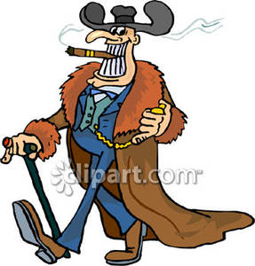 Rich And Wealthy Person Walking With A Cigar In Mouth And Walking Cane    