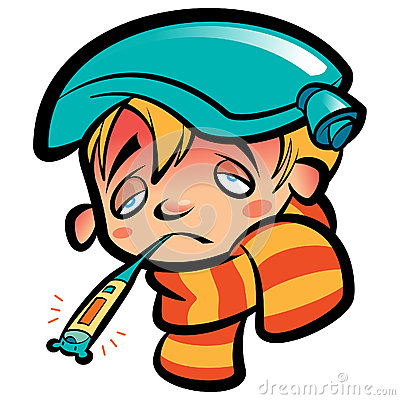 Sick Thermometer Cartoon Cartoon Sick Boy Head Thermometer Scarf Ice