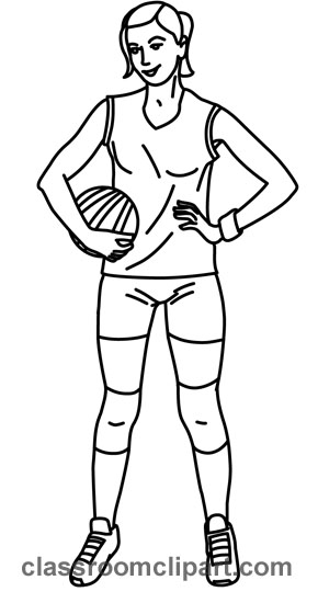 Sports   Player Holding Volleyball 01 Outline   Classroom Clipart