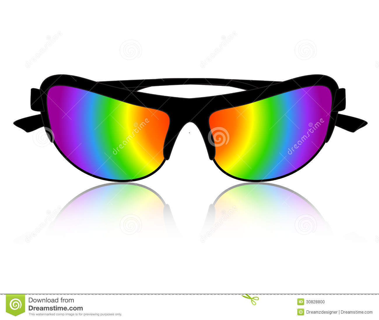 Stylish Rainbow Color Sunglass Clipart   Illustration Isolated On