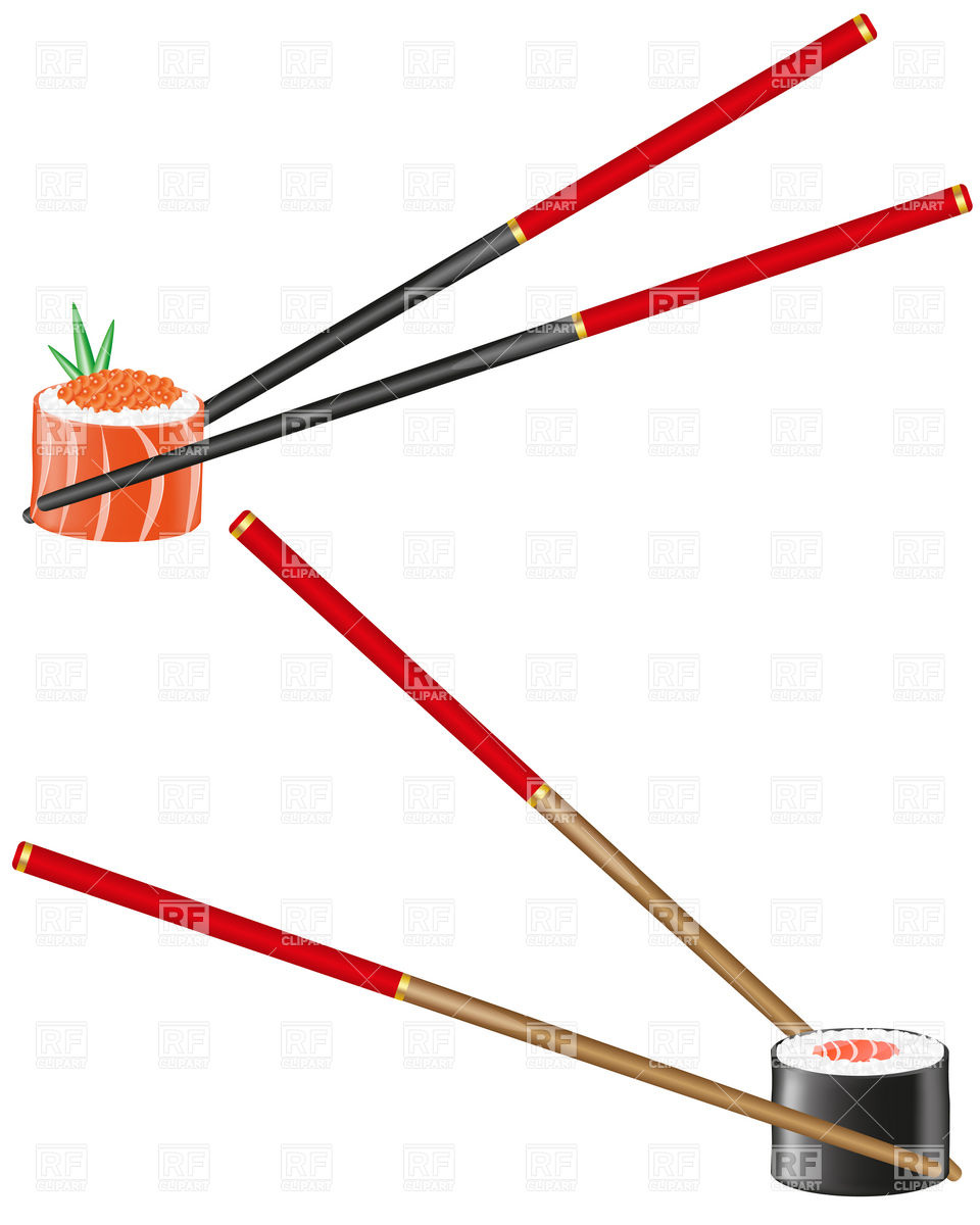 Sushi Rolls And Chopsticks Download Royalty Free Vector Clipart  Eps