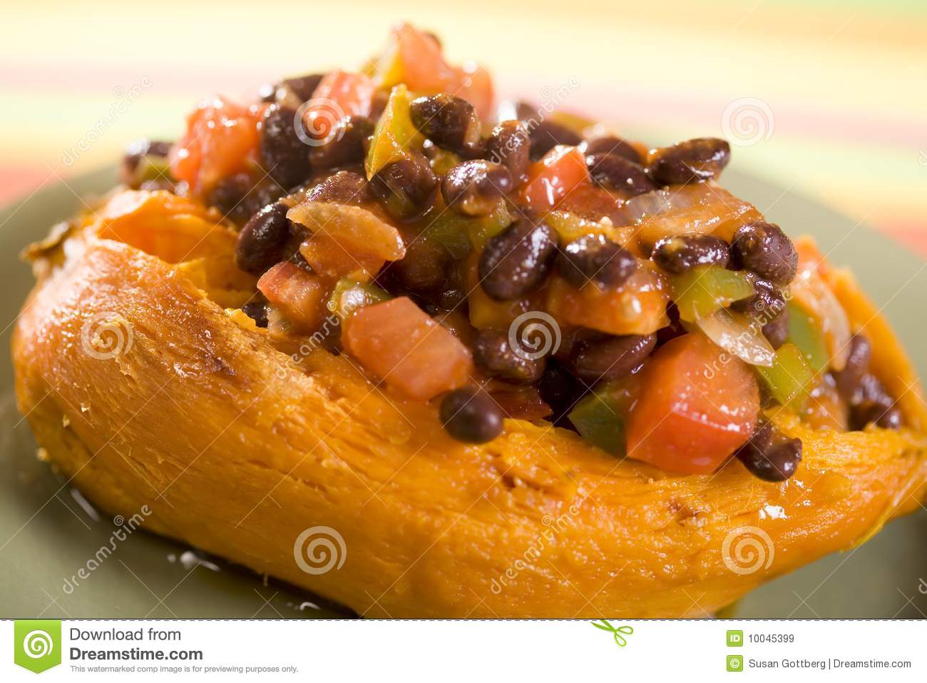 Sweet Potato With Black Bean Chili Royalty Free Stock Images   Image    