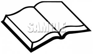 Black And White Open Bible   Royalty Free Clipart Picture