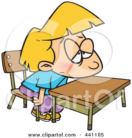 Boredom Clipart 441105 Cartoon Bored School Girl At Her Desk Jpg