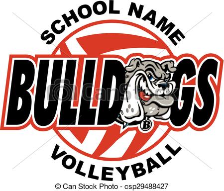 Bulldog Volleyball Design With Mascot Head And Ball