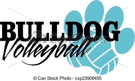 Bulldog Volleyball Design With Paw Print