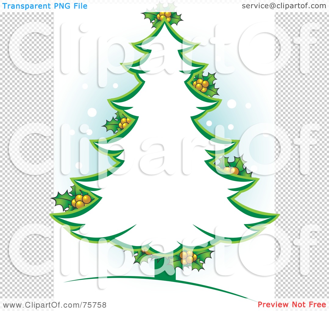 Free  Rf  Clipart Illustration Of A Green Christmas Tree Outline