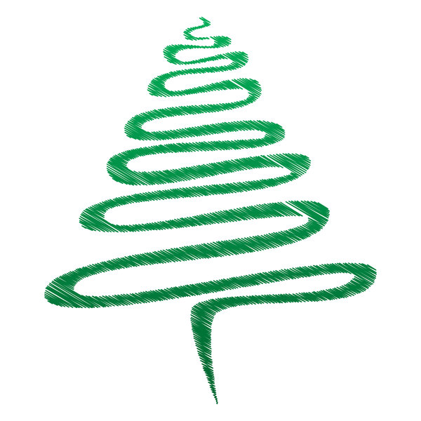 Green Scribble Xmas Tree  Abstract Christmas Tree Green Over White