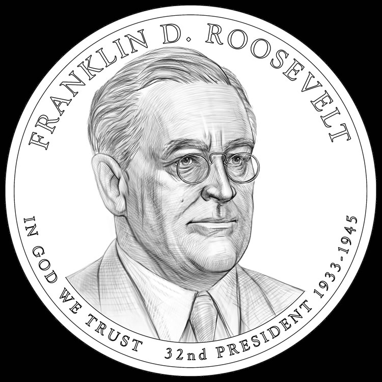 Line Art Image Of The Franklin D  Roosevelt Presidential  1 Coin    