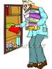 Man Putting Books Away In A Library Clipart Image