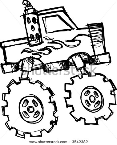 Monster Truck Clip Art Stock Vector Sketch Of Monster Truck Vector