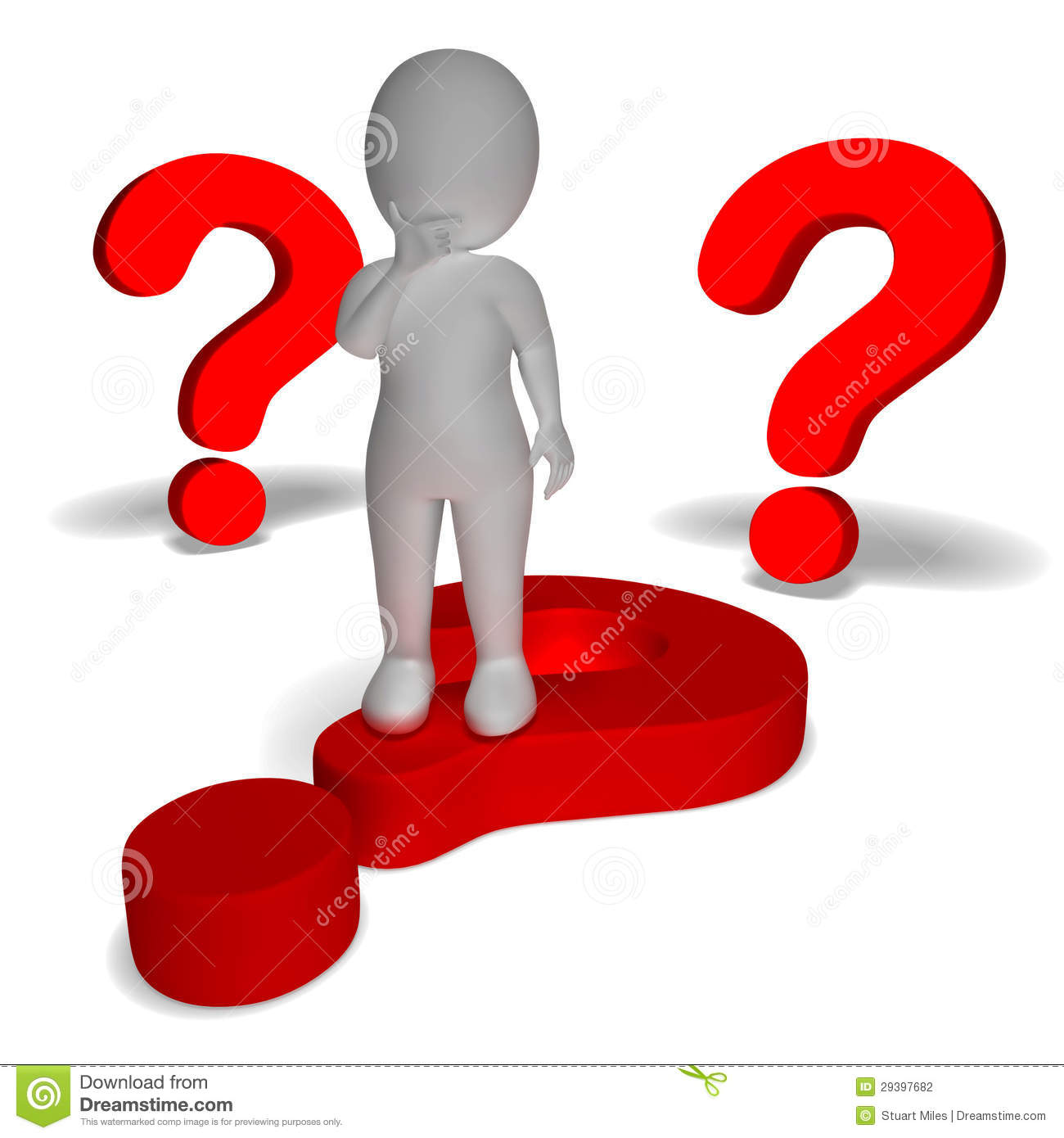 Question Marks Around Man Shows Confusion And Unsure Stock Photography    