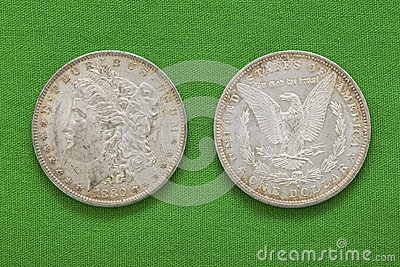 Silver Morgan Us Dollars 1880 Obverse Reverse Stock Photo   Image