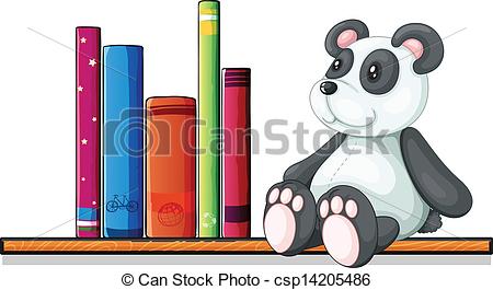 Toy Shelf Clipart Vector Of A Shelf With Books And A Toy Panda