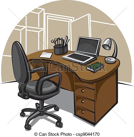 Vector Clipart Of Office Work Place Csp9044170   Search Clip Art