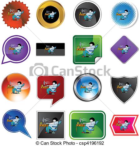 Vector Illustration Of Computer Addiction Csp4196192   Search Clipart