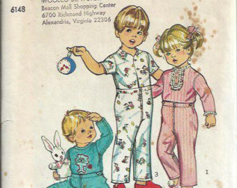 Vtg Simplicity 5051 Toddlers Pajamas Pattern Footed Or Unfooted Size