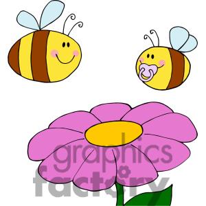 1364079 4125 Mother Bee Fflying With Baby Bee Over Flower Jpg