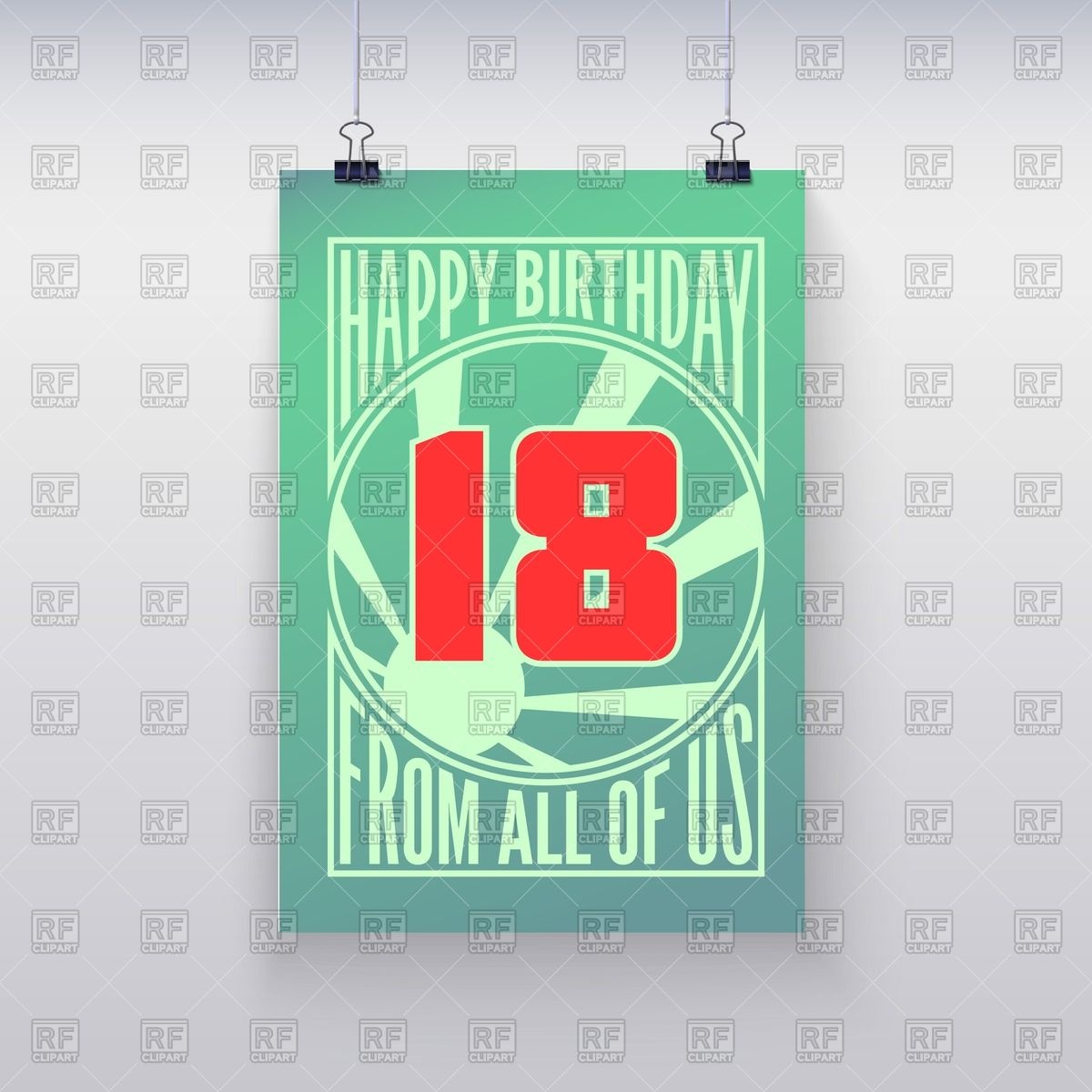 Birthday Greetings Retro Poster   18 Years Holiday Download Royalty    