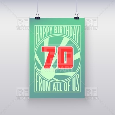 Birthday Greetings Retro Poster   70 Years Holiday Download Royalty    