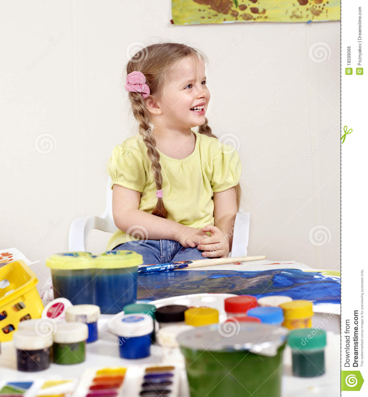 Child Painting In Preschool  Royalty Free Stock Image   Image