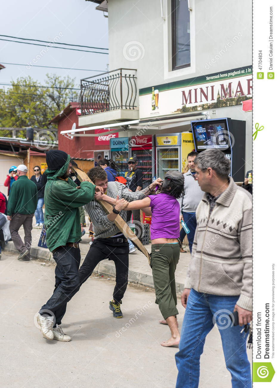 Constanta Romania   May 01 2014  Men Fighting After Getting Drunk On    