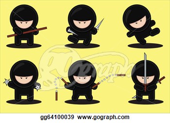 Drawing   Vector Set Of Ninjas  Clipart Drawing Gg64100039