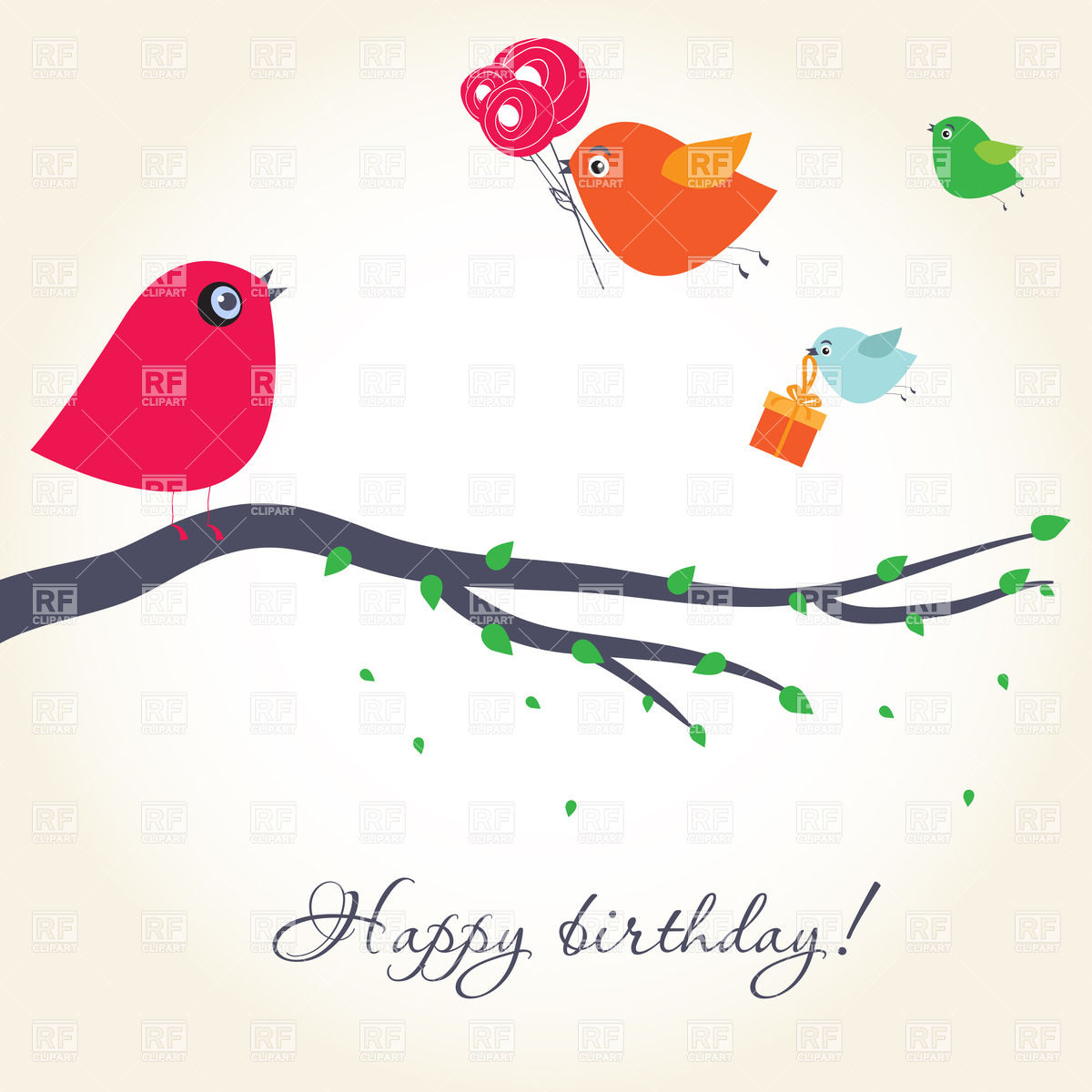 Greetings Card   Birds With Birthday Gifts 21497 Plants And Animals    