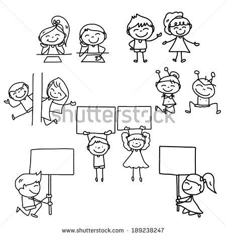 Hand Drawing Cartoon Concept Happy Kids Playing   Stock Vector