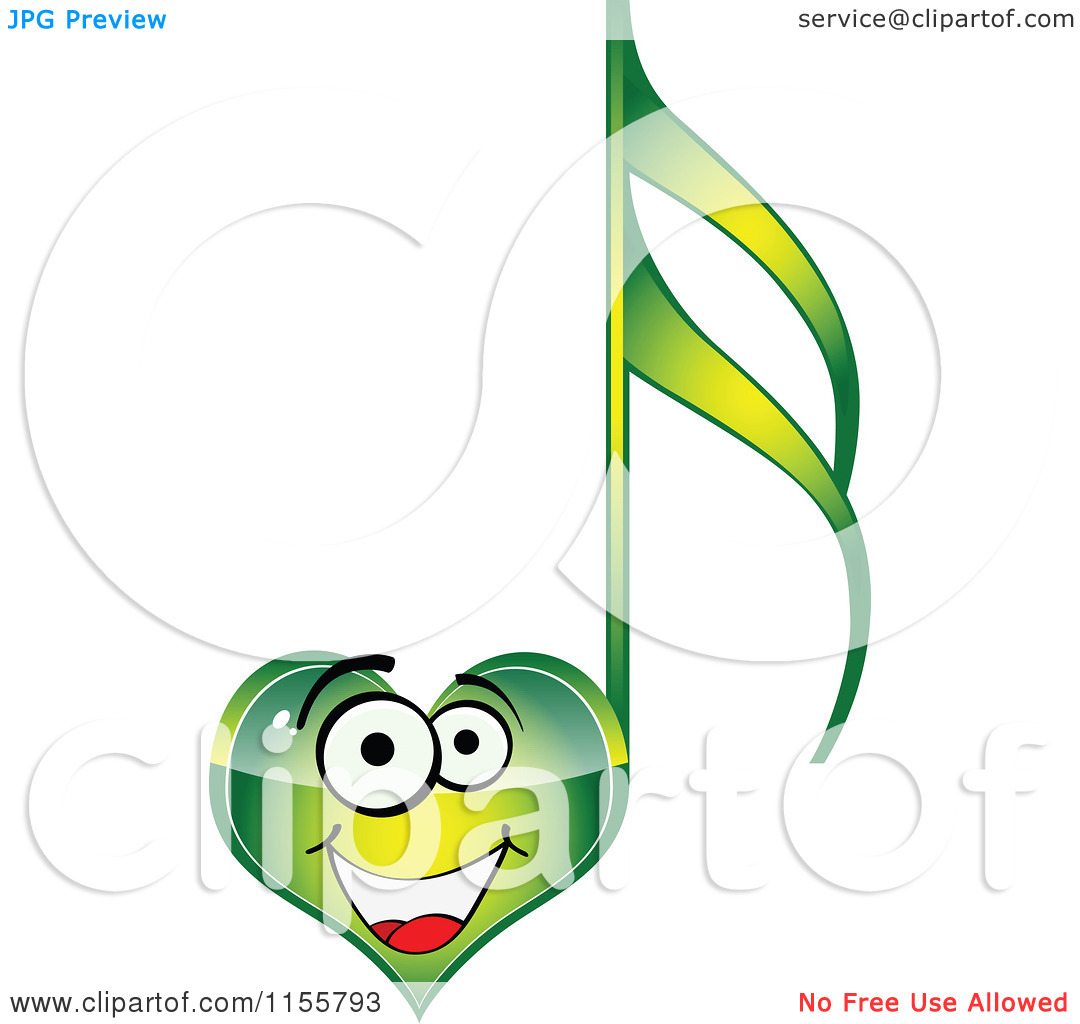 Heart Music Note Clip Art Clipart Of A Happy Green Heart Music Note