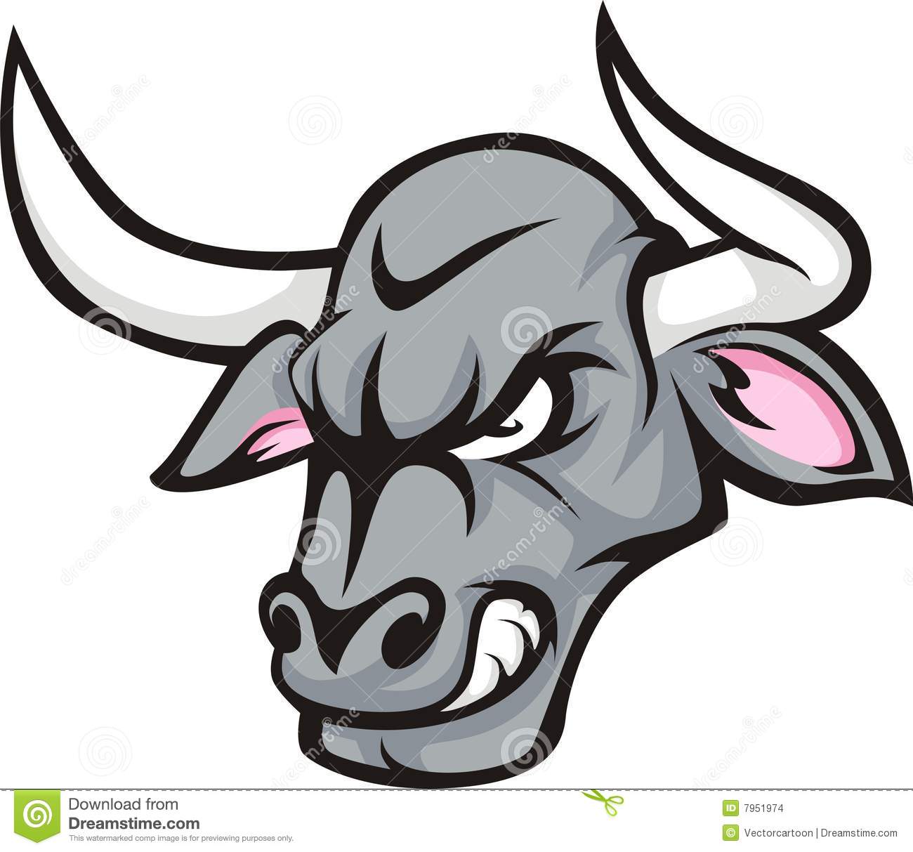 Illustration Of The Head Of A Raging Bull Ideal For Sports Mascot